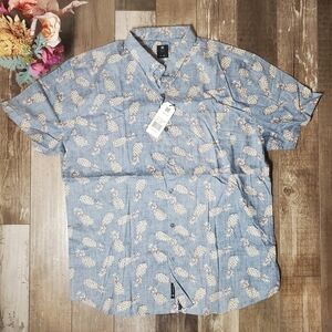 NWT Visive Men's Pineapple Button Down Shirt 100% Cotton Size 3XL